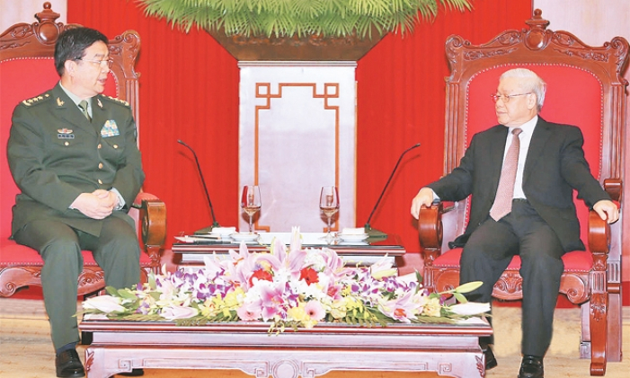 Tổng Bí thư Nguyễn Phú Trọng tiếp đoàn đại biểu cấp cao Bộ Quốc phòng Trung Quốc