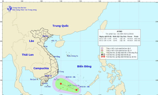 Xuất hiện áp thấp nhiệt đới trên Biển Đông
