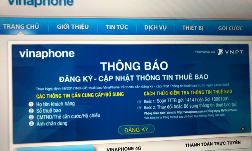 Cập nhật thông tin thuê bao điện thoại không cần đến điểm giao dịch