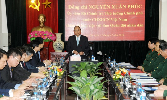 Thủ tướng Nguyễn Xuân Phúc thăm, làm việc tại Báo Quân đội nhân dân