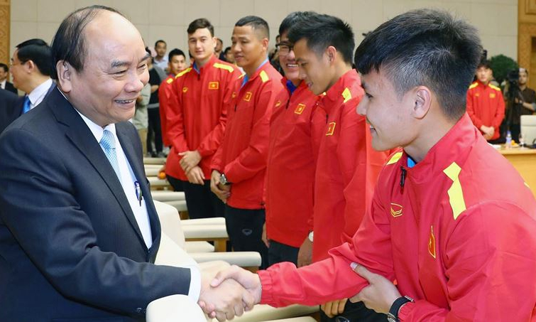 Thủ tướng Nguyễn Xuân Phúc động viên ĐTQG Việt Nam trong ngày Quốc khánh 2/9