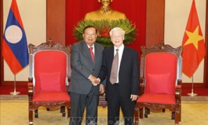 Tổng Bí thư, Chủ tịch nước Nguyễn Phú Trọng tiếp Tổng Bí thư, Chủ tịch nước Lào
