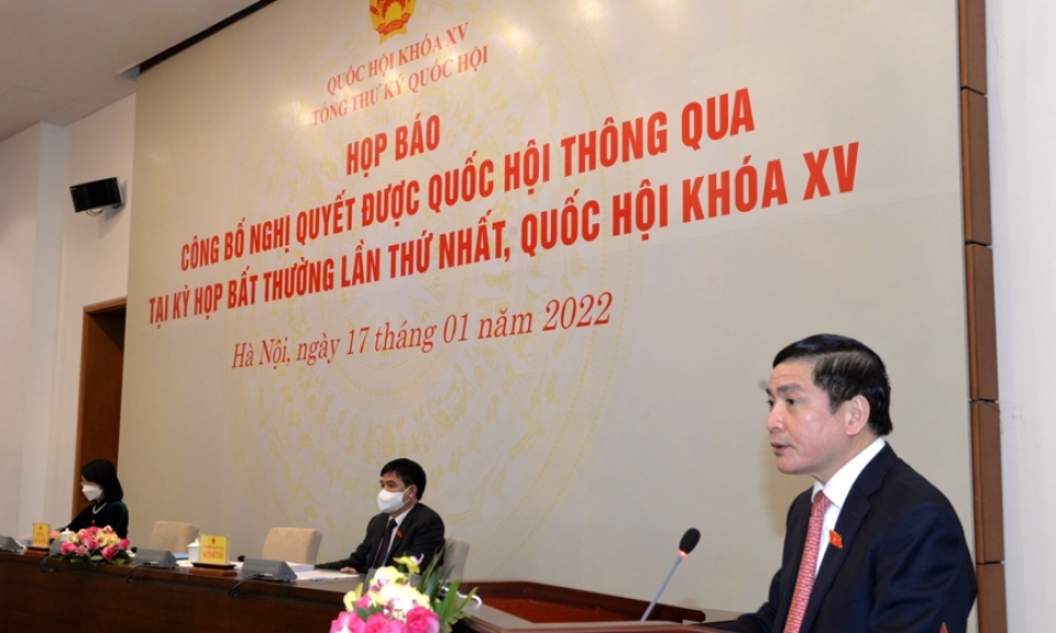 Họp báo công bố 4 nghị quyết của Quốc hội tại Kỳ họp bất thường lần thứ nhất