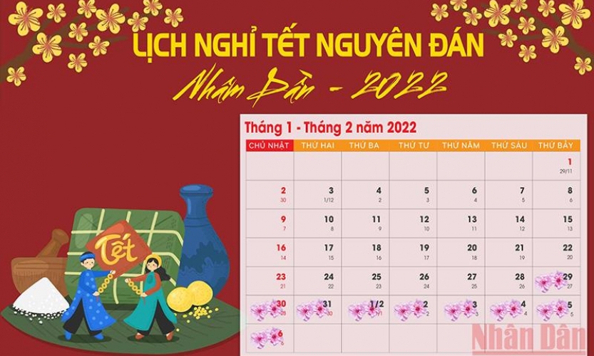 Lịch nghỉ lễ, Tết năm 2022
