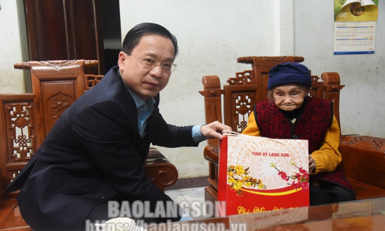 Đồng chí Phó Bí thư Thường trực Tỉnh uỷ thăm, tặng quà Tết Mẹ Việt Nam anh hùng, cán bộ lão thành cách mạng