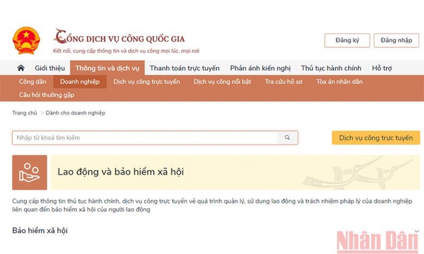 Thêm 3 dịch vụ về bảo hiểm xã hội trên Cổng dịch vụ công