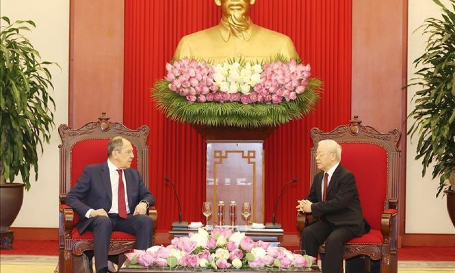 Tổng Bí thư Nguyễn Phú Trọng tiếp Bộ trưởng Ngoại giao Liên bang Nga