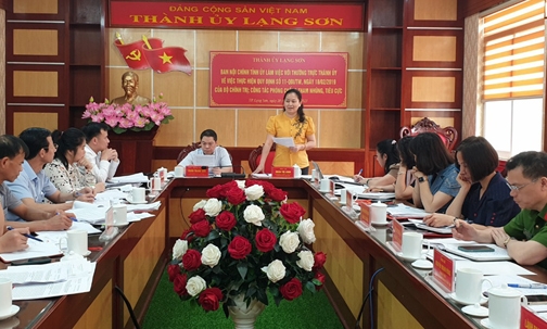 Đoàn công tác Ban Nội chính Tỉnh ủy làm việc với Thành ủy Lạng Sơn về việc thực hiện Quy định số 11 của