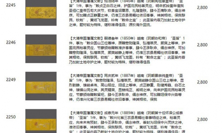 Xác minh tính xác thực về thông tin bán đấu giá các sắc phong có nguồn gốc Việt Nam