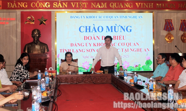 Trao đổi kinh nghiệm công tác giữa Đảng ủy Khối các cơ quan tỉnh Lạng Sơn và Đảng ủy Khối các cơ quan
