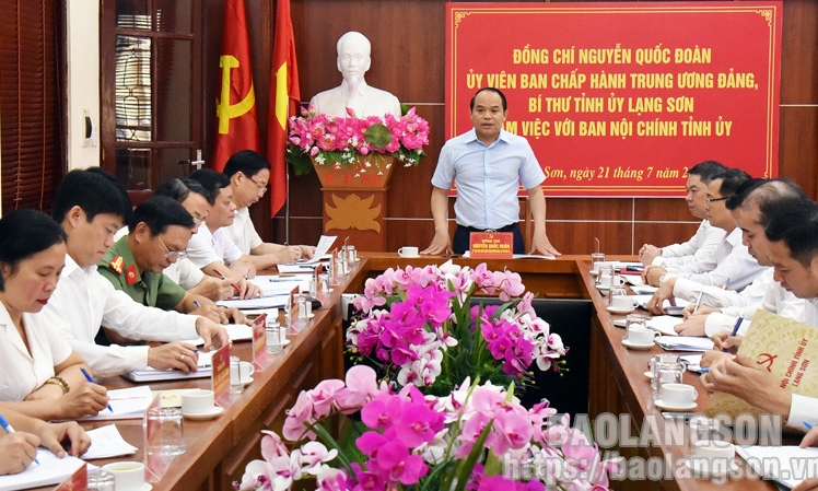 Bí thư Tỉnh ủy làm việc với Ban Nội chính Tỉnh ủy: Chủ động phòng ngừa, phát hiện, xử lý nghiêm minh