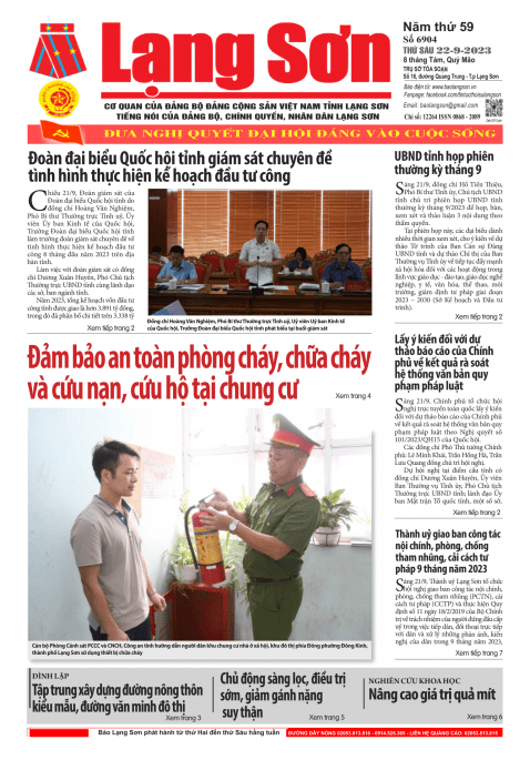 Báo Lạng Sơn số 6904 ngày 22-9-2023
