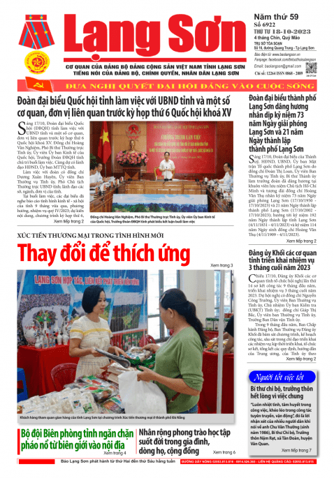 Báo Lạng Sơn số 6922 ngày 18-10-2023