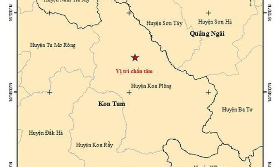 Liên tiếp 6 trận động đất tại Kon Tum trong ngày 28 Tết