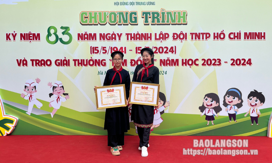 Lạng Sơn có 2 đội viên được nhận giải thưởng Kim đồng
