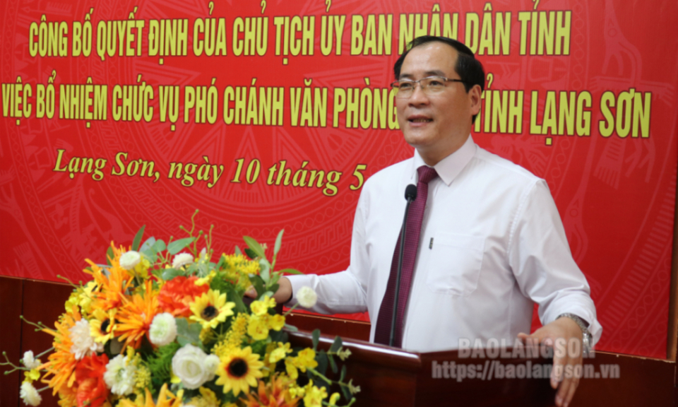 Công bố Quyết định điều động, bổ nhiệm Phó Chánh Văn phòng UBND tỉnh