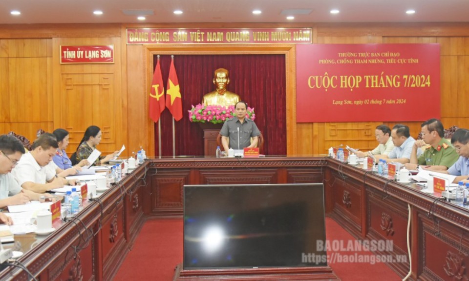 Thường trực Ban Chỉ đạo phòng, chống tham nhũng, tiêu cực tỉnh họp kỳ tháng 7