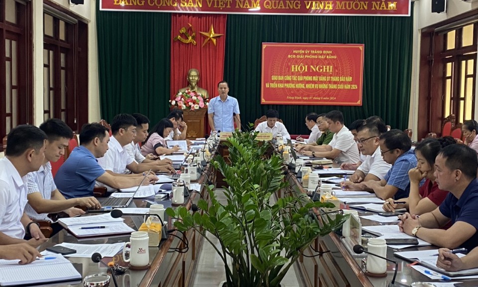 Tràng Định: Giao ban công tác giải phóng mặt bằng 7 tháng đầu năm, triển khai nhiệm vụ những tháng cuối năm 2024