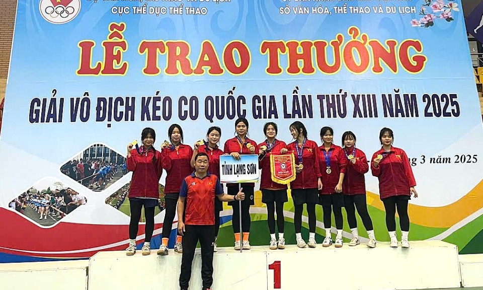 Lạng Sơn đoạt 5 huy chương tại hai giải vô địch kéo co, đẩy gậy quốc gia năm 2025