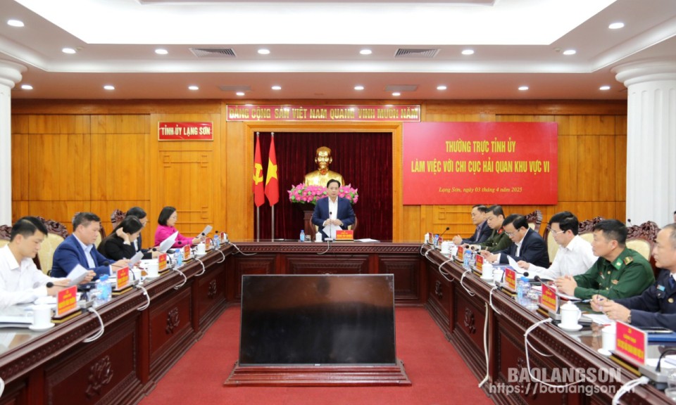 Thường trực Tỉnh ủy làm việc với Chi cục Hải quan khu vực VI