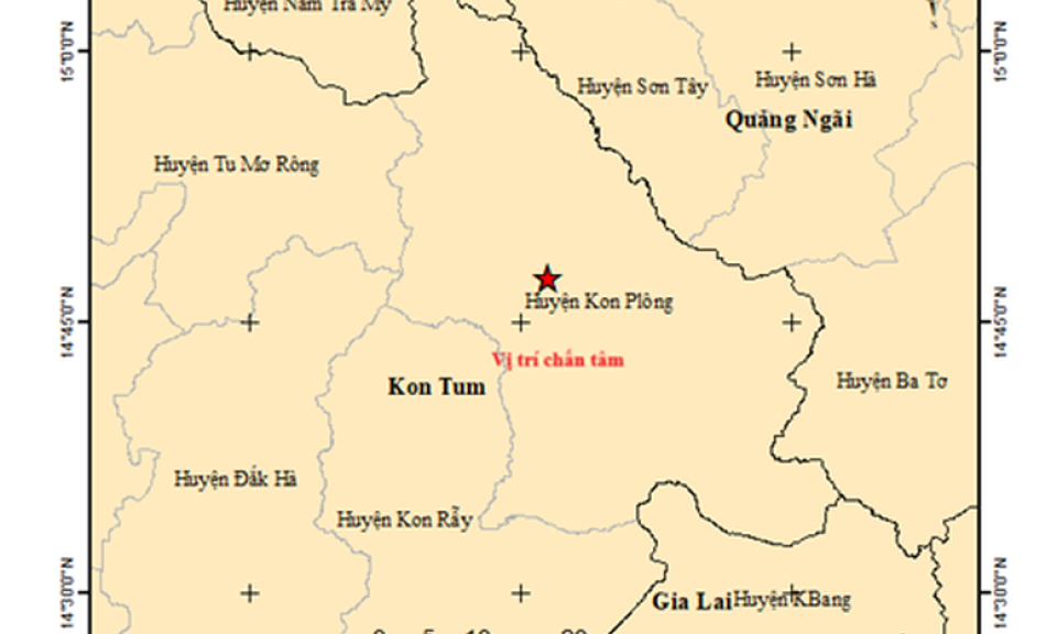 Liên tiếp xảy ra 6 trận động đất tại Kon Tum