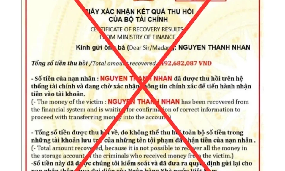 Cảnh báo giả mạo con dấu, chữ ký của lãnh đạo Bộ Tài chính để yêu cầu chuyển tiền