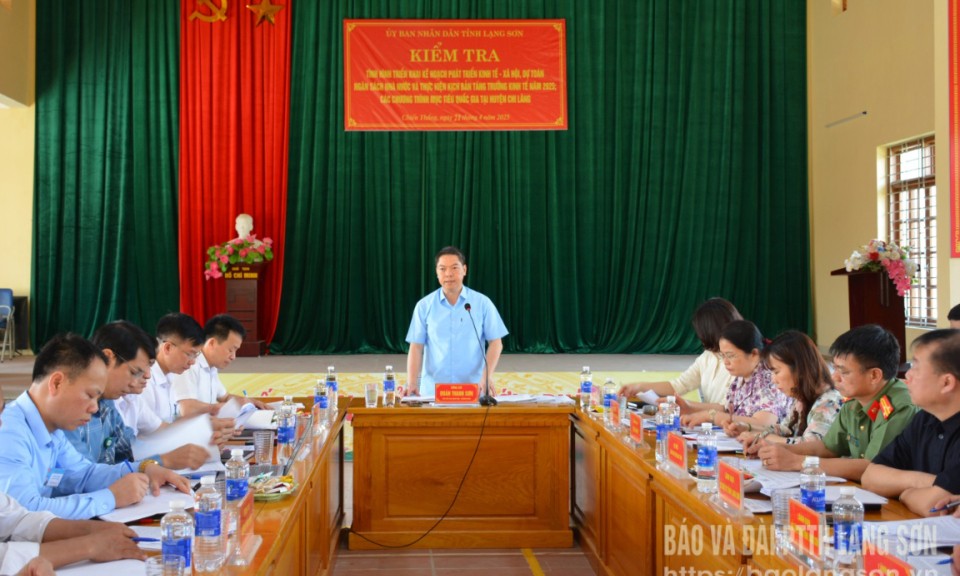 Lãnh đạo UBND tỉnh kiểm tra tình hình phát triển kinh tế - xã hội tại huyện Chi Lăng
