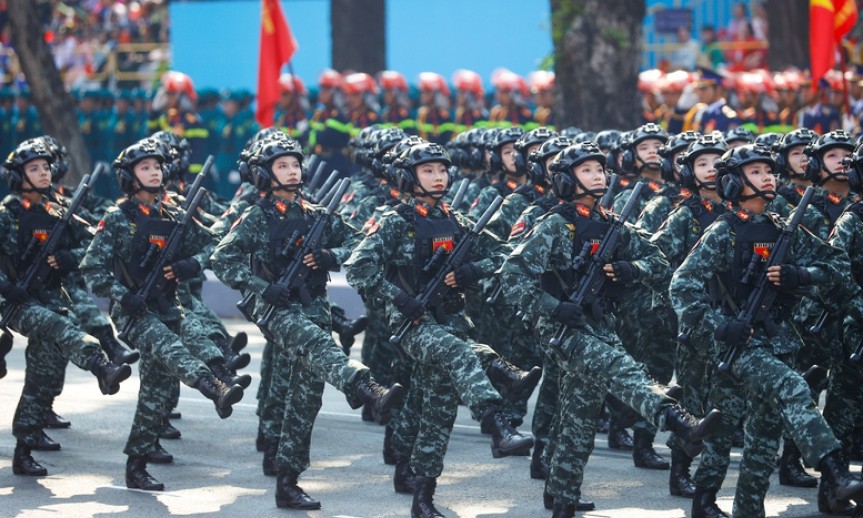 Chùm ảnh: Lực lượng công an tham gia diễu binh, diễu hành kỷ niệm 50 năm thống nhất đất nước