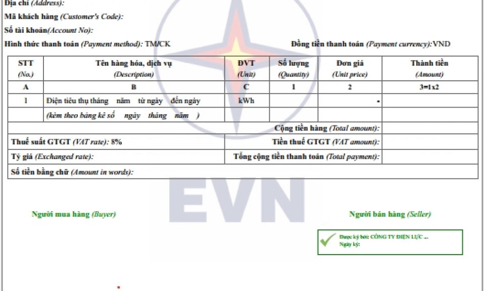Triển khai mẫu hóa đơn tiền điện mới từ ngày 1-6