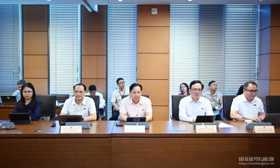 Đại biểu Quốc hội tỉnh thảo luận ở tổ về một số nội dung quan trọng
