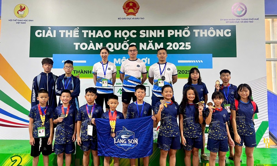 Vận động viên Lạng Sơn đoạt 7 huy chương tại môn bơi Giải thể thao học sinh phổ thông toàn quốc năm 2025