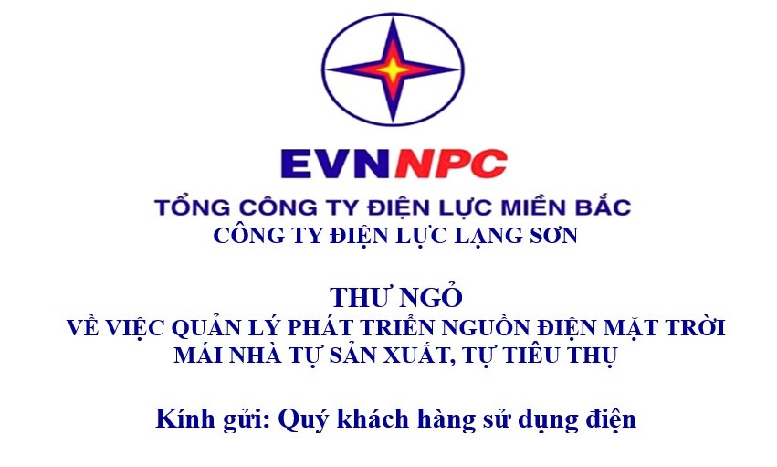  THƯ NGỎ VỀ VIỆC QUẢN LÝ PHÁT TRIỂN NGUỒN ĐIỆN MẶT TRỜI  MÁI NHÀ TỰ SẢN XUẤT, TỰ TIÊU THỤ