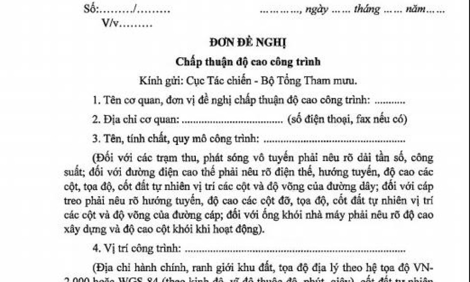 Quy định về quản lý độ cao chướng ngại vật hàng không và các trận địa quản lý, bảo vệ vùng trời tại Việt