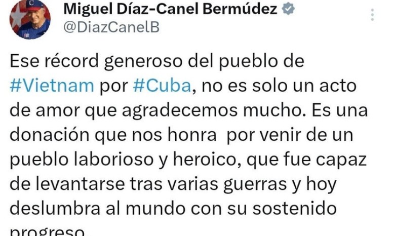 Chủ tịch Cuba cảm ơn nhân dân Việt Nam